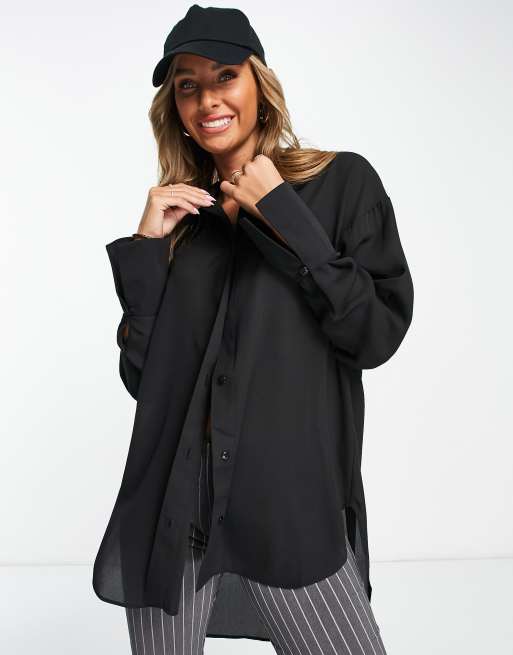 ASOS DESIGN oversized soft shirt in black