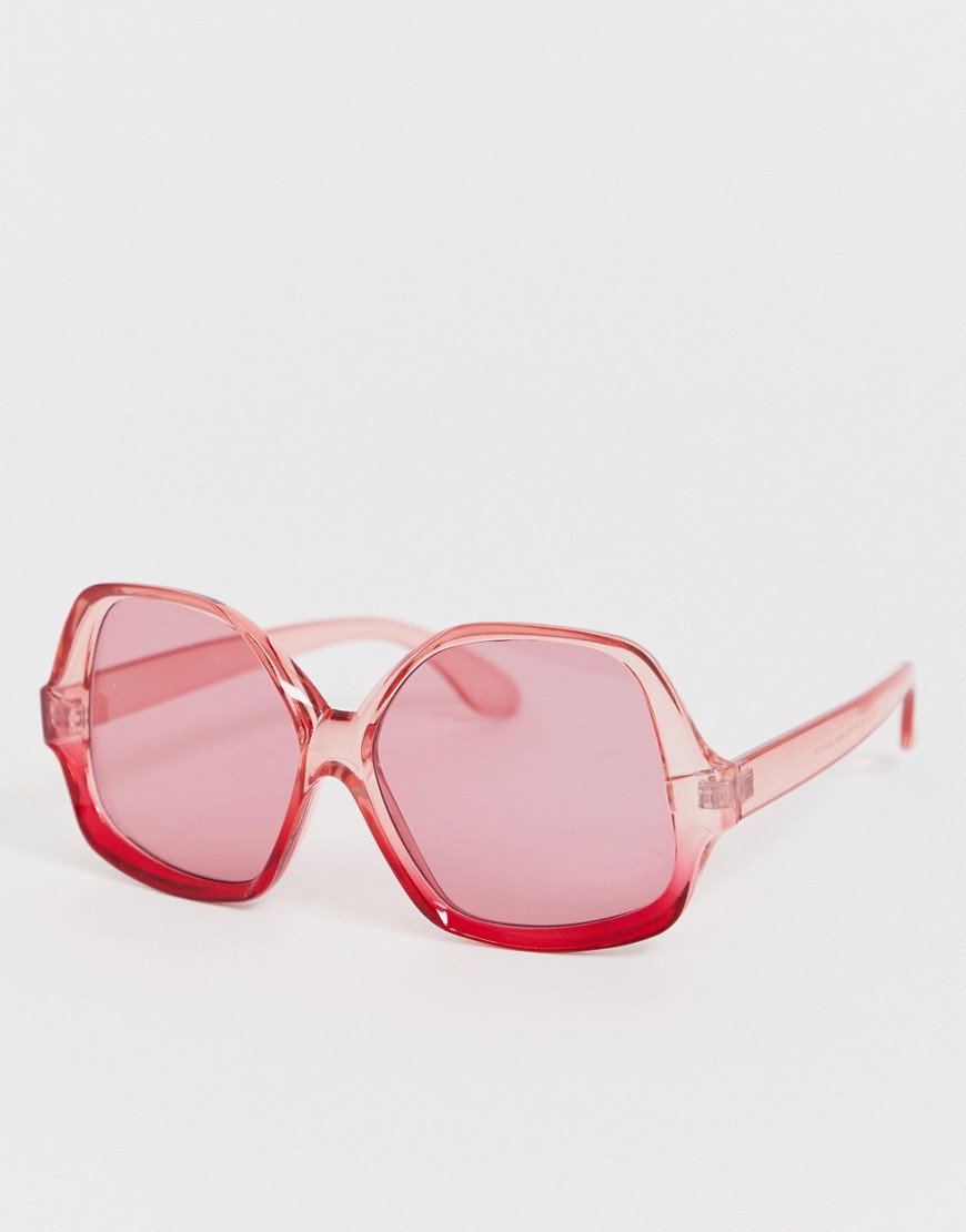ASOS DESIGN – Oversized solglasögon i 70-talsstil med färgblock-Brun
