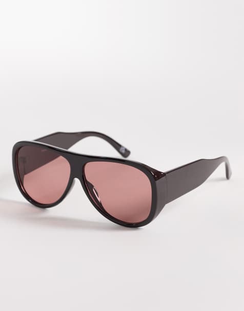 ASOS DESIGN – Oversized-Sonnenbrille mit Gestell und Gläsern in Burgunderrot - view 1