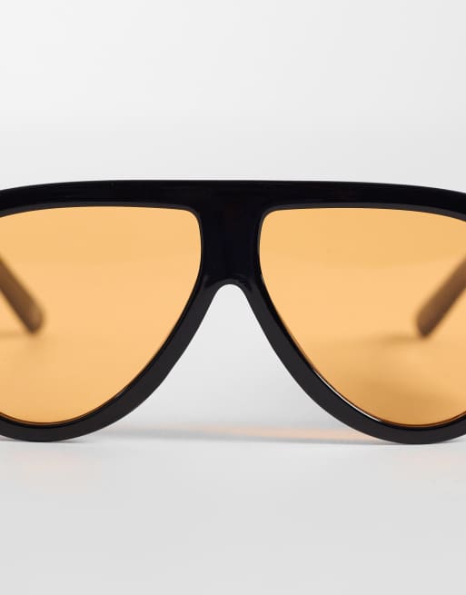 ASOS DESIGN – Oversized-Sonnenbrille mit schwarzem Gestell und Gläsern in Orange, 2 von 3