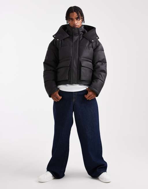 ASOS DESIGN - Oversized sort dynejakke i imiteret læder, 2 af 5