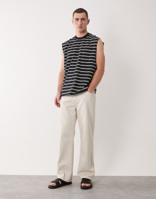 ASOS DESIGN - Oversized sort overdel med sænkede ærmegab og hvide striber, 2 af 5