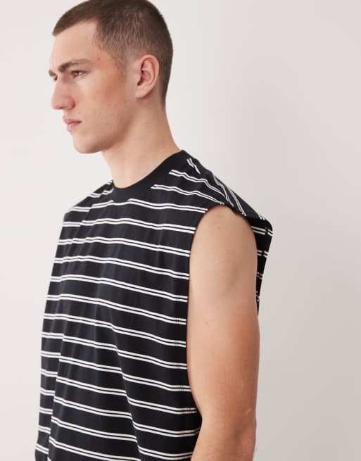 ASOS DESIGN - Oversized sort overdel med sænkede ærmegab og hvide striber, 4 af 5