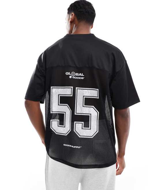 ASOS DESIGN - Oversized sort T-shirt i sporty mesh med firkantet pasform og rygprint, 4 af 4