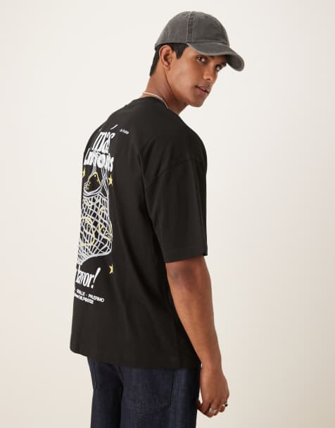 ASOS DESIGN - Oversized sort T-shirt med citronprint - view 1