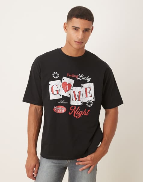 ASOS DESIGN - Oversized sort T-shirt med tegneserieprint - view 1