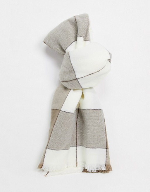ASOS DESIGN oversized square scarf in blown up check in mink