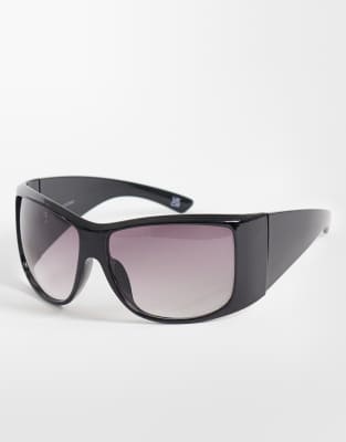 Asos Design Oversized Square Wrap Sunglasses In Black