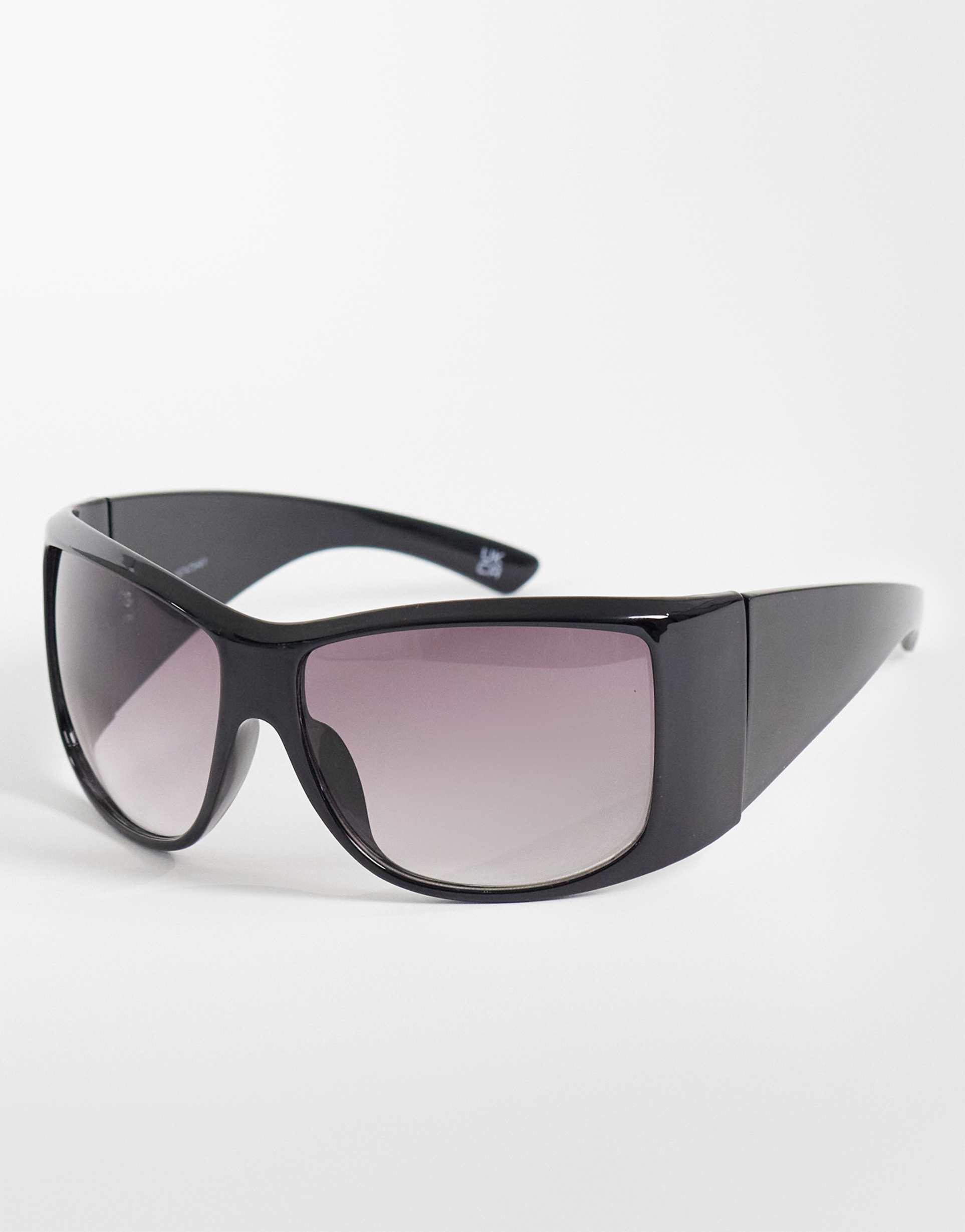 asos design oversized square wrap sunglasses in black