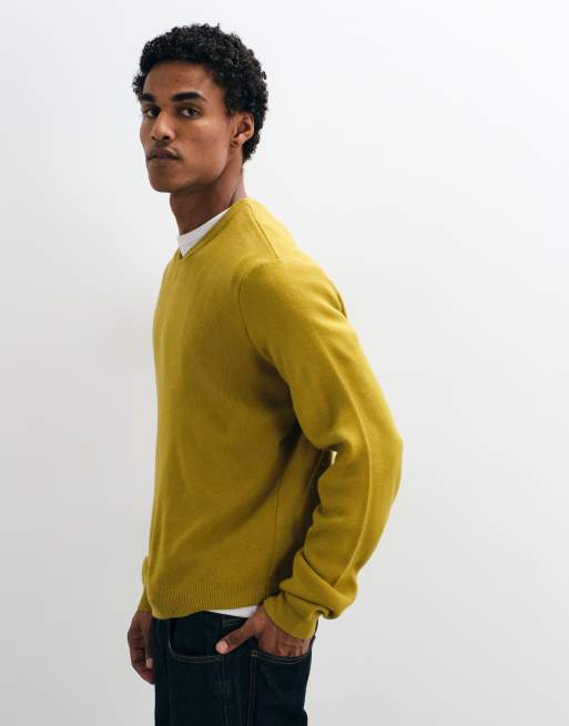 ASOS DESIGN oversized stickad tröja med v-ringning i chartreuse, 4 av 5