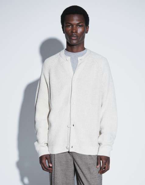 ASOS DESIGN oversized strikket cardigan med fiskerbånd og rund hals i cream - view 1