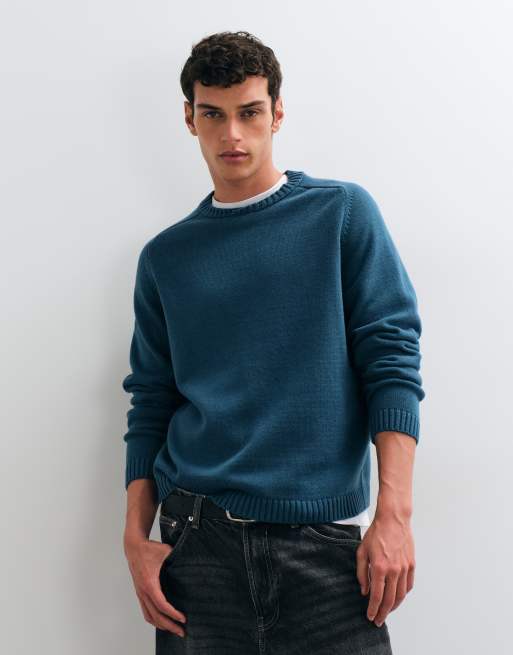 ASOS DESIGN oversized strikket crew-neck trøje med krydsfront i sort, 4 af 5