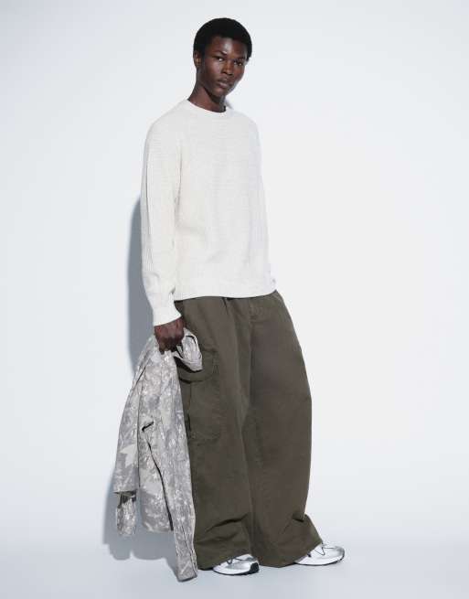 ASOS DESIGN oversized strikket fisherman rib-striktrøje i ecru, 2 af 5