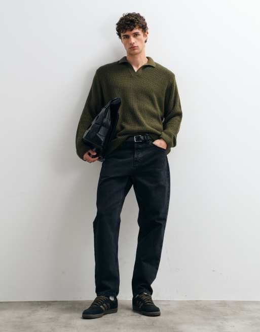 ASOS DESIGN oversized strikket polo i khaki, 5 af 5