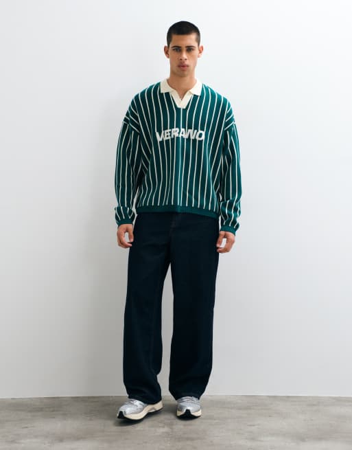 ASOS DESIGN oversized strikket polo med hakudskæring og printdetalje, 2 af 5
