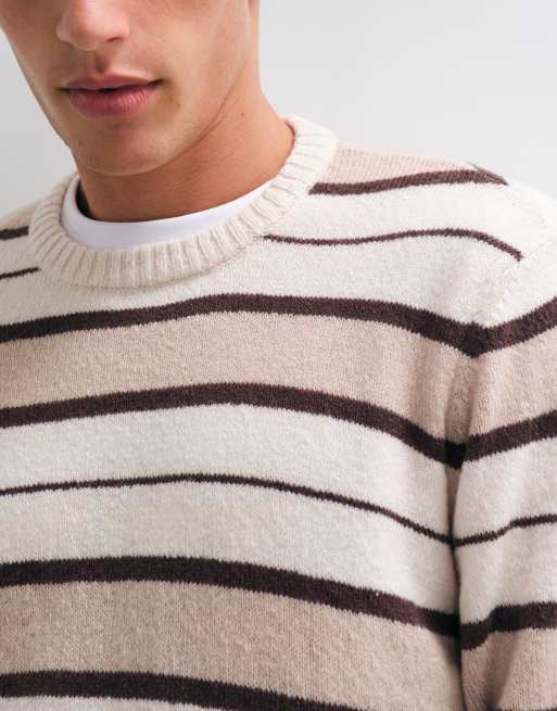 ASOS DESIGN oversized strikket trøje med rund hals i fluffy stribe, 3 af 5