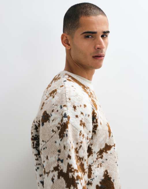 ASOS DESIGN oversized strikket trøje med rund hals i multifarvet print, 5 af 5