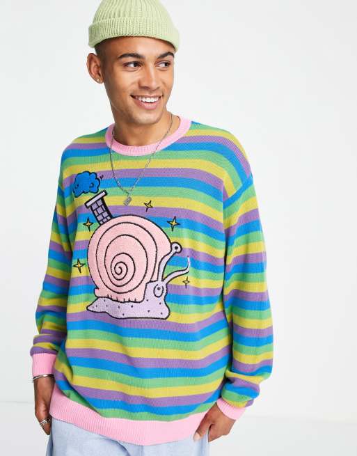 ASOS DESIGN oversized stripe jumper with snail applique ASOS