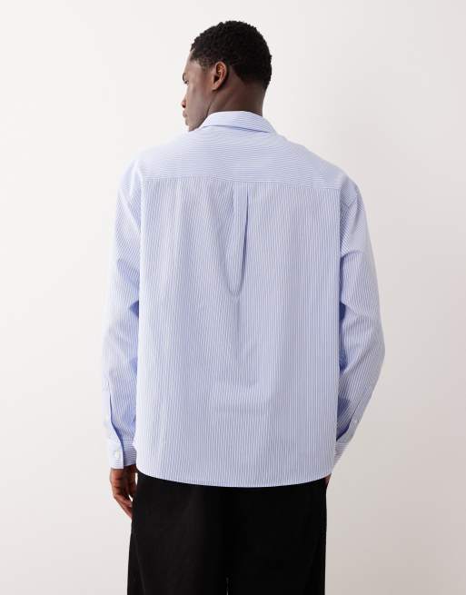 ASOS DESIGN oversized stripe shirt in blue and white, 3 of 5