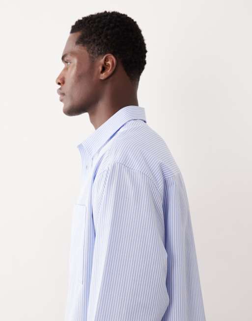 ASOS DESIGN oversized stripe shirt in blue and white, 4 of 5