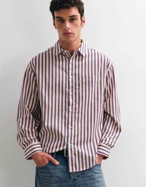 ASOS DESIGN oversized stripe shirt in multi - view 1