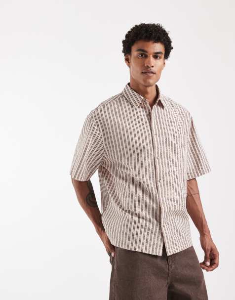 ASOS DESIGN oversized stripe shirt in pink - view 1