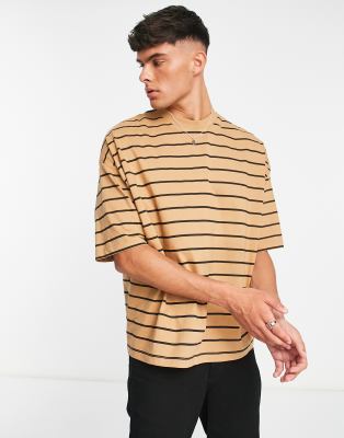 ASOS DESIGN oversized stripe t-shirt in brown and black | ASOS