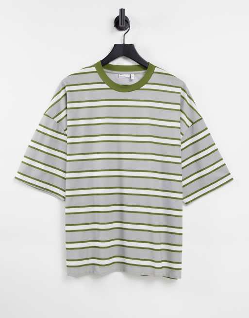 ASOS DESIGN oversized stripe t-shirt in green & white | ASOS