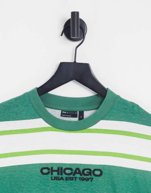 ASOS DESIGN Oversized T-Shirt In Green And Yellow Colour Block With Chicago  City Print for Men