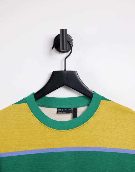 ASOS DESIGN Oversized T-Shirt In Green And Yellow Colour Block With Chicago  City Print for Men