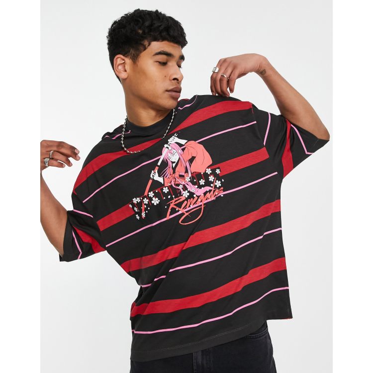 ASOS DESIGN oversized hockey jersey with city print in black and