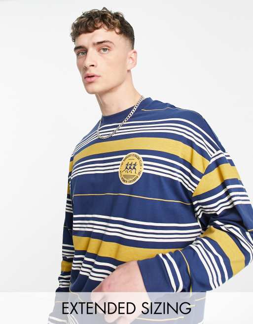 ASOS oversized stripe in navy with running club badging | ASOS