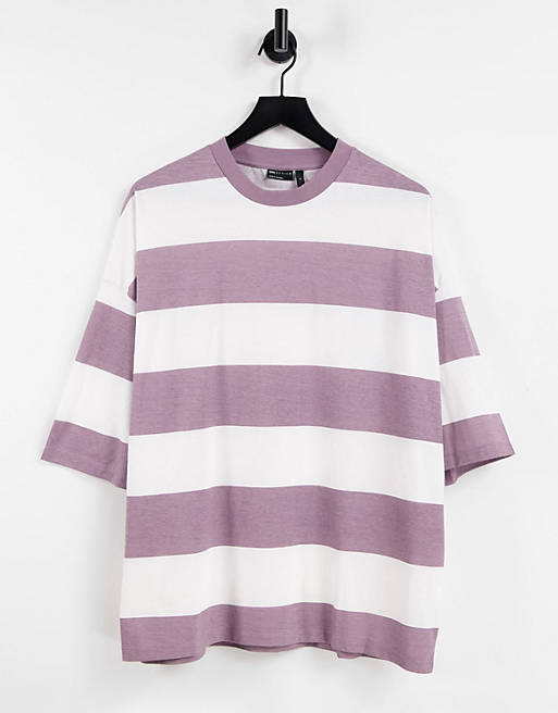  oversized stripe t-shirt in pink organic cotton 