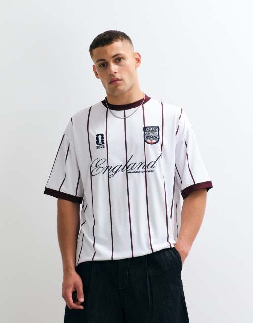 ASOS DESIGN oversized stripe tee with FIFA World cup England print in White, 4 of 5
