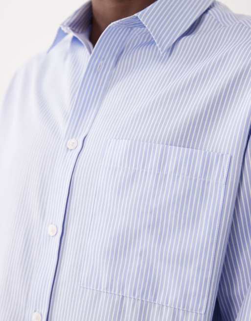 ASOS DESIGN oversized striped shirt in blue and white