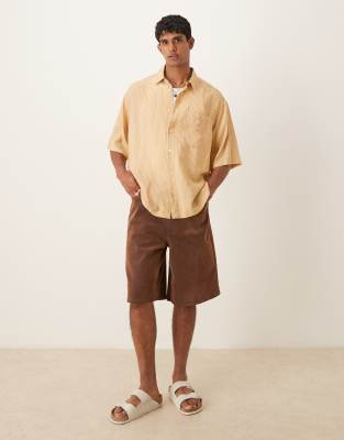Asos Design Oversized Striped Shirt In Neutral
