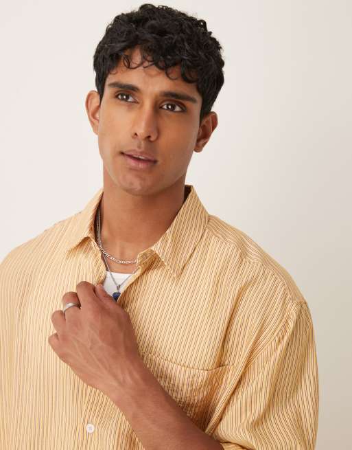 ASOS DESIGN oversized striped shirt in yellow, 3 of 4