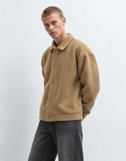 ASOS DESIGN oversized strukturierte Hemdjacke in Beige - Camel, 6 von 10