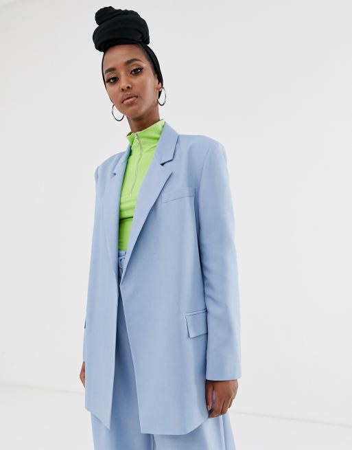 Light Blue double breasted Wide Leg Pant Suit