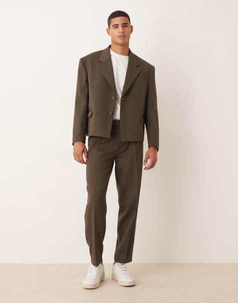 ASOS DESIGN oversized suit in brown - view 1