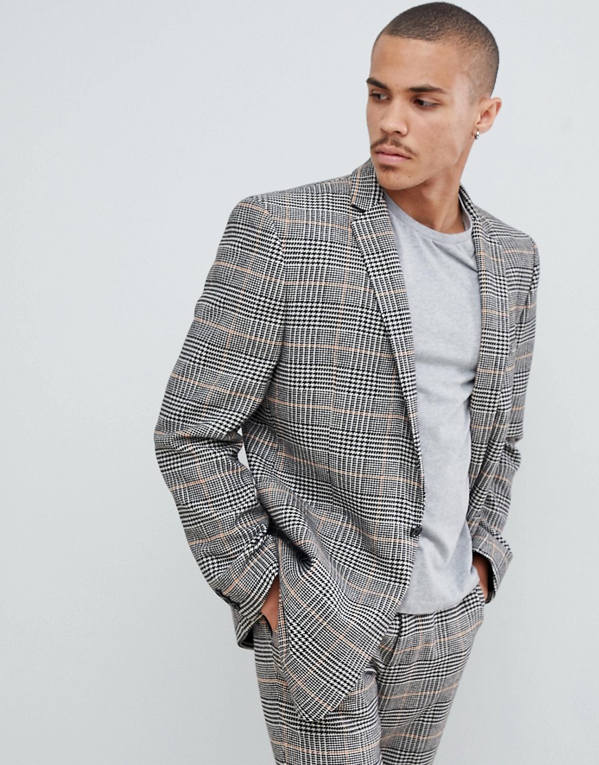 ASOS DESIGN oversized suit jacket in black and white check