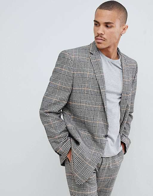 ASOS DESIGN oversized suit jacket in black and white check | ASOS