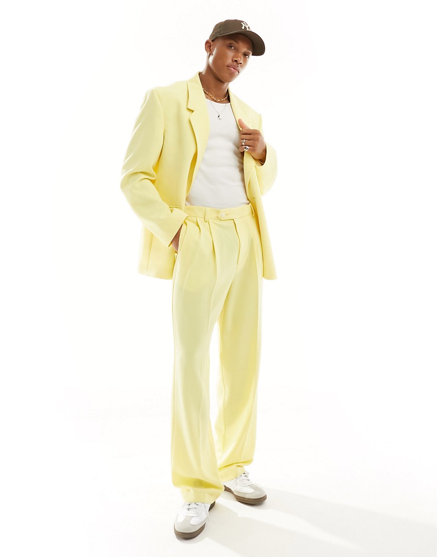 ASOS DESIGN oversized suit jacket in bright yellow crepe
