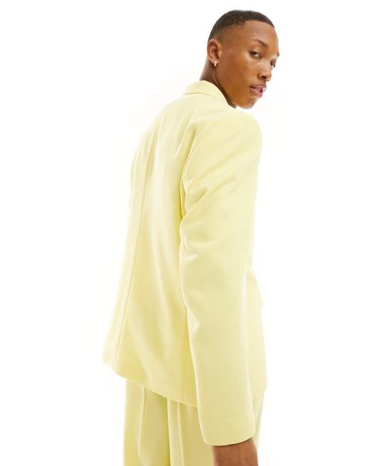 ASOS DESIGN oversized suit jacket in bright yellow crepe, 5 of 5