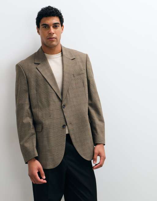 ASOS DESIGN oversized suit jacket in brown check, 3 of 5