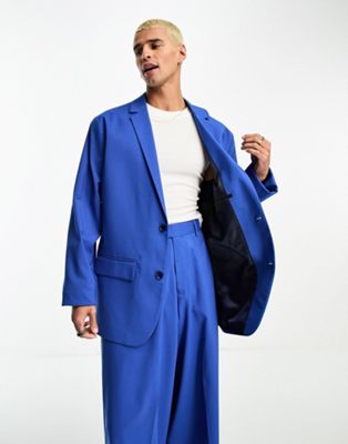 ASOS DESIGN oversized suit jacket in cobalt blue - ASOS Price Checker