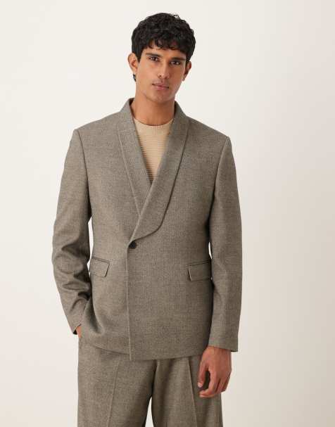ASOS DESIGN oversized suit jacket in gray herringbone - view 1