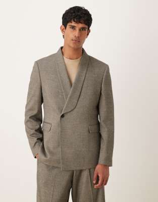 ASOS DESIGN oversized suit jacket in grey herringbone