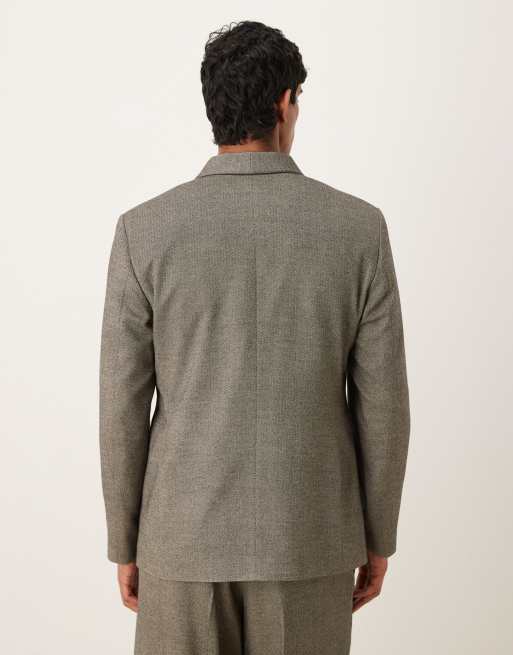 ASOS DESIGN oversized suit jacket in grey herringbone, 3 of 5
