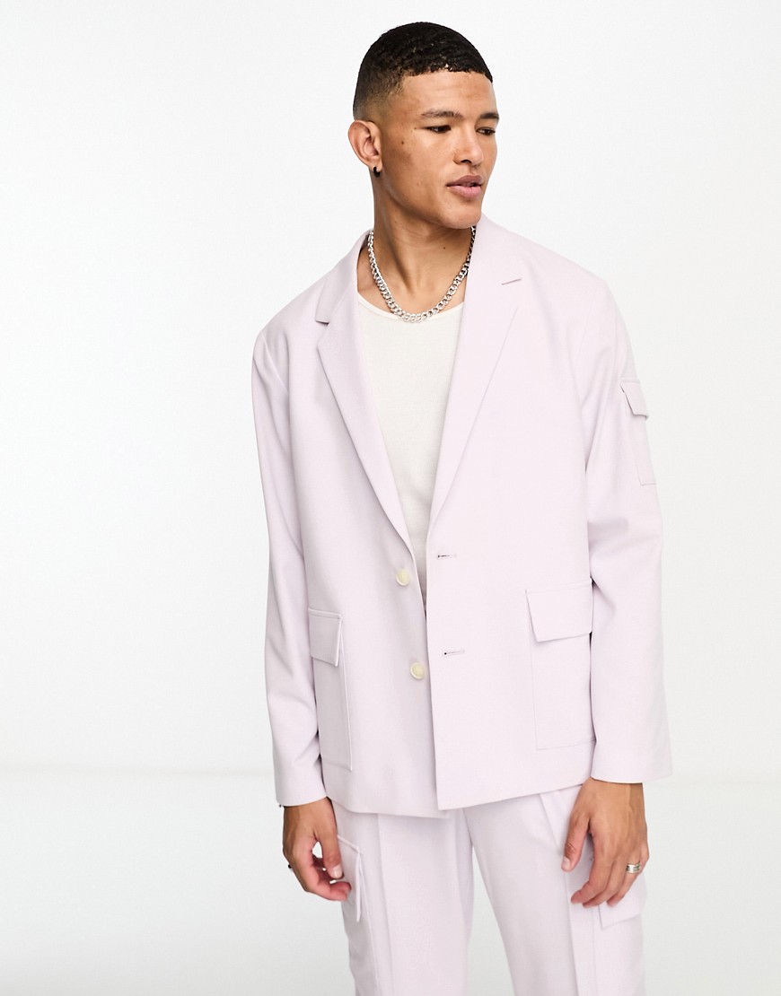 oversized suit jacket in pale pink